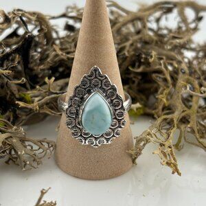 *NEW* Natural Pear Shaped Larimar Ring, 925 Silver